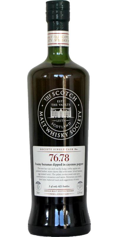 Mortlach 1995 SMWS 76.78 Foamy bananas dipped in cayenne pepper