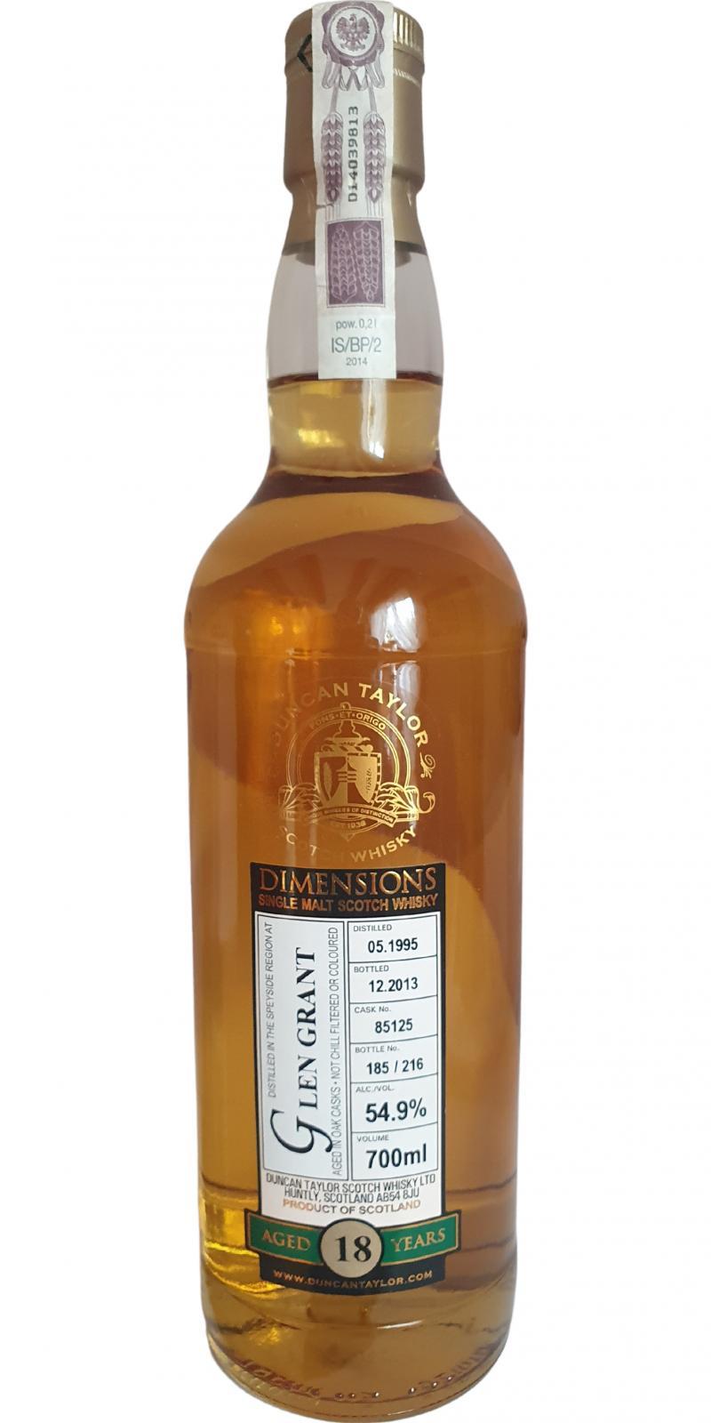 Glen Grant 1995 DT Dimensions