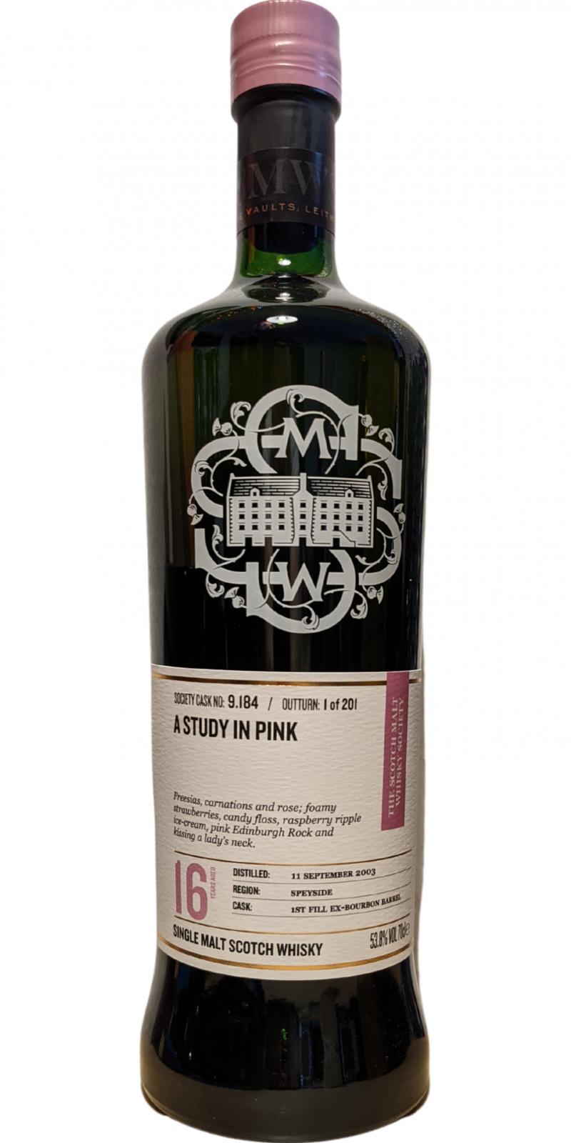 Glen Grant 2003 SMWS 9.184 A study in pink