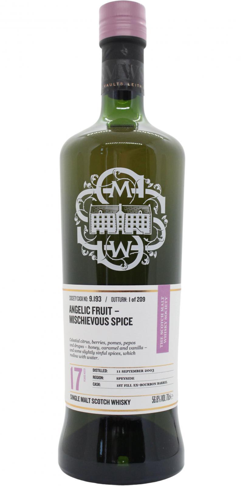 Glen Grant 2003 SMWS 9.193 Angelic fruit – mischievous spice