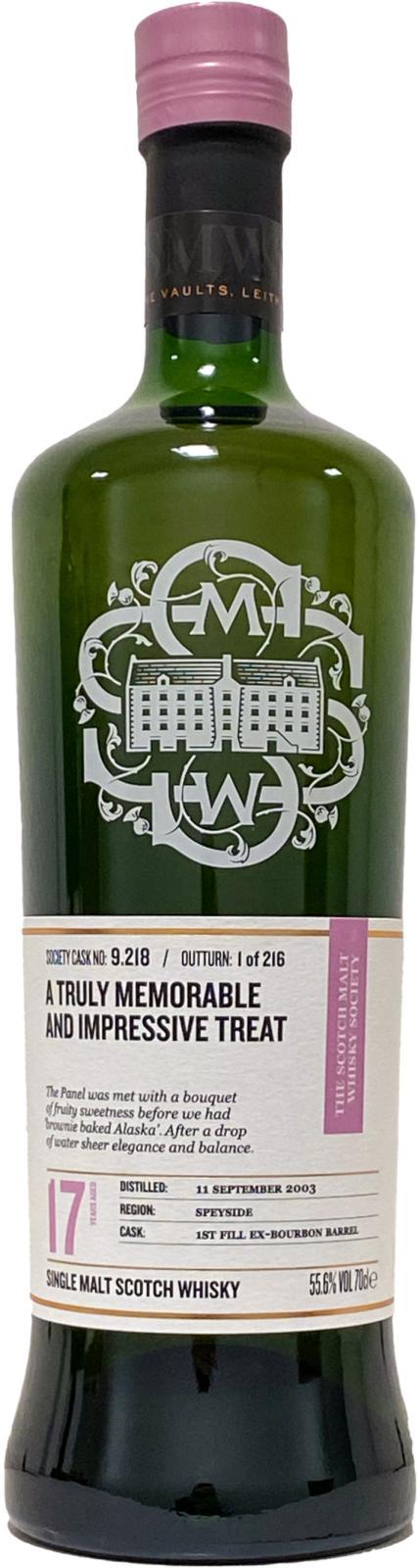 Glen Grant 2003 SMWS 9.218 A truly memorable and impressive treat