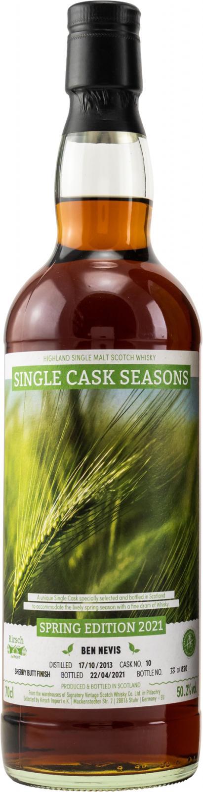Ben Nevis 2013 SV Single Cask Seasons - Spring 2021