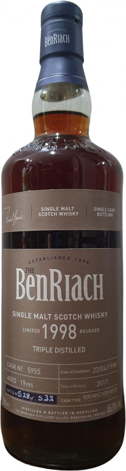 BenRiach 1998 - Triple Distilled Single Cask Bottling