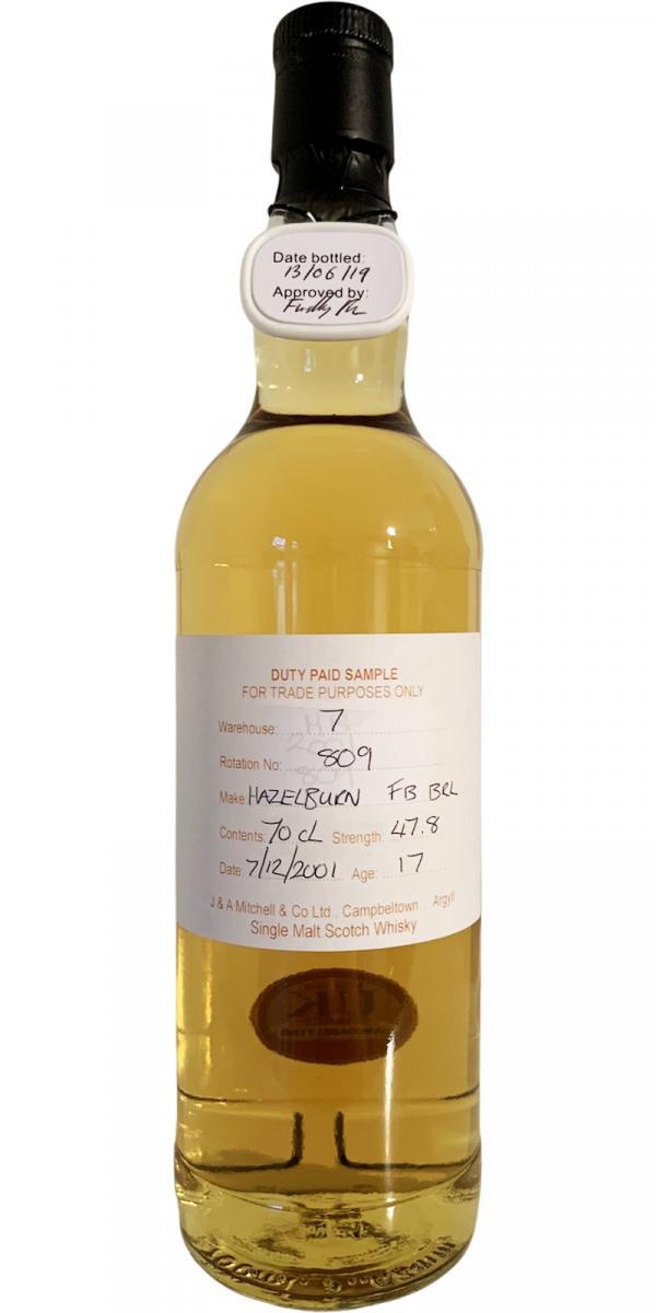 Hazelburn 2001 Duty Paid Sample - For Trade Purposes Only