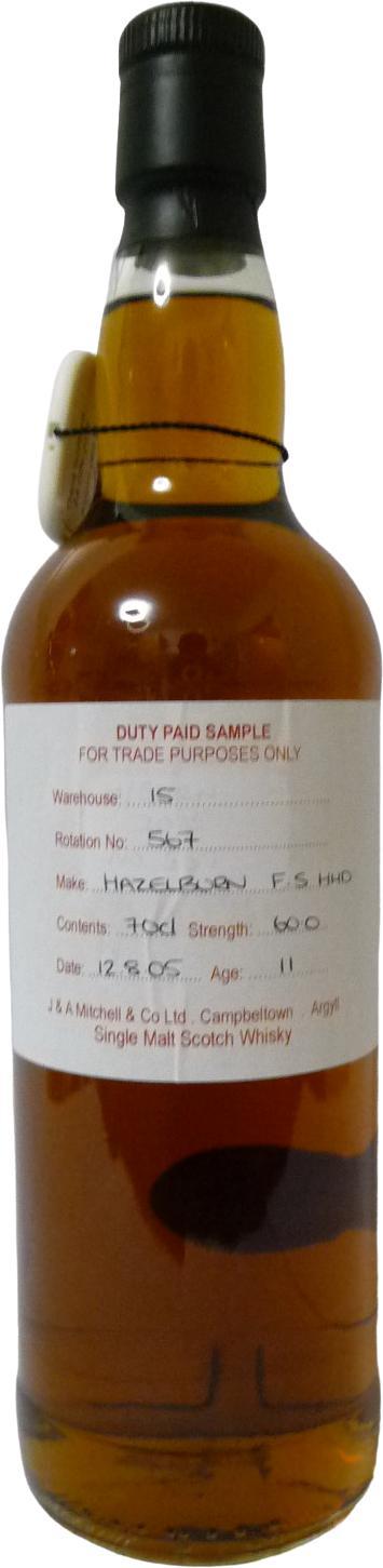 Hazelburn 2005 Duty Paid Sample - For Trade Purposes Only