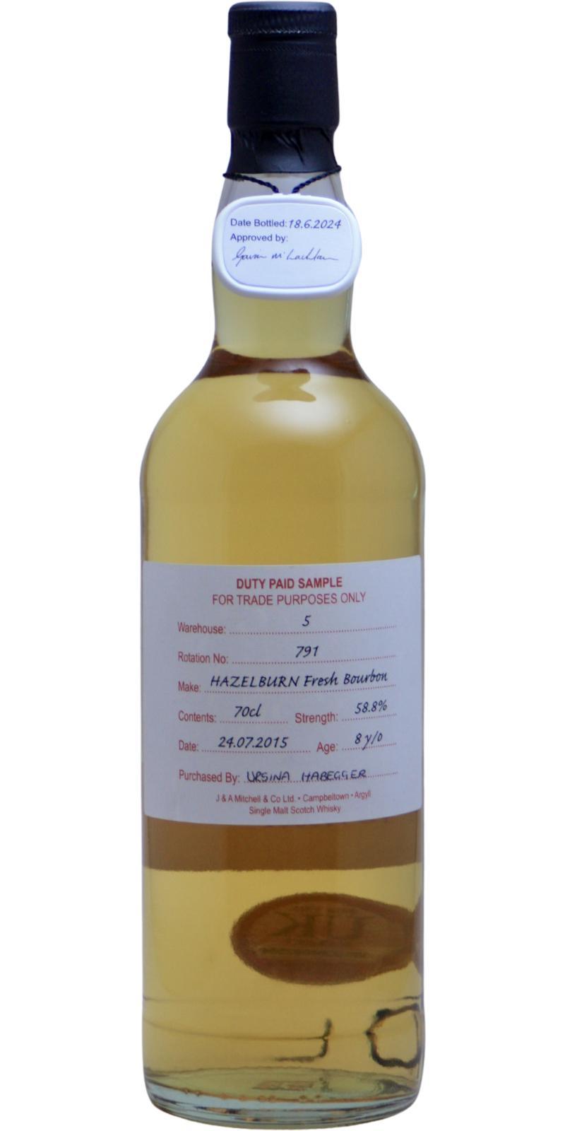 Hazelburn 2015 Duty Paid Sample - For Trade Purposes Only