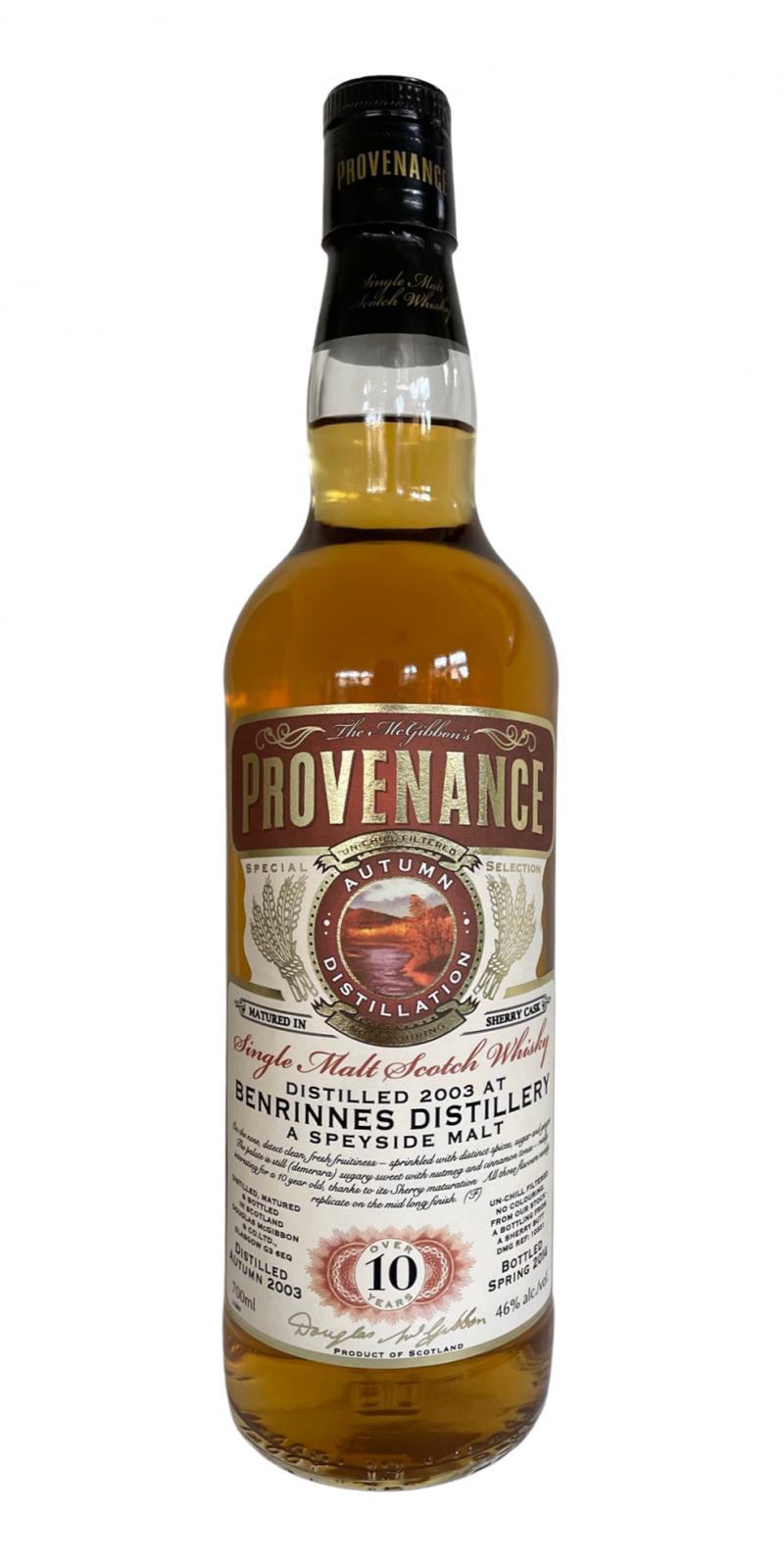 Benrinnes 2003 McG McGibbon's Provenance