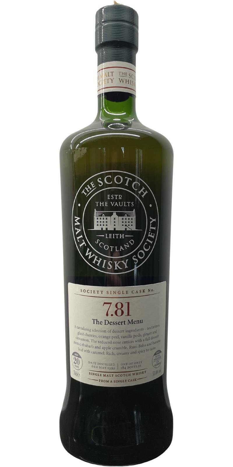 Longmorn 1992 SMWS 7.81 The Dessert Menu