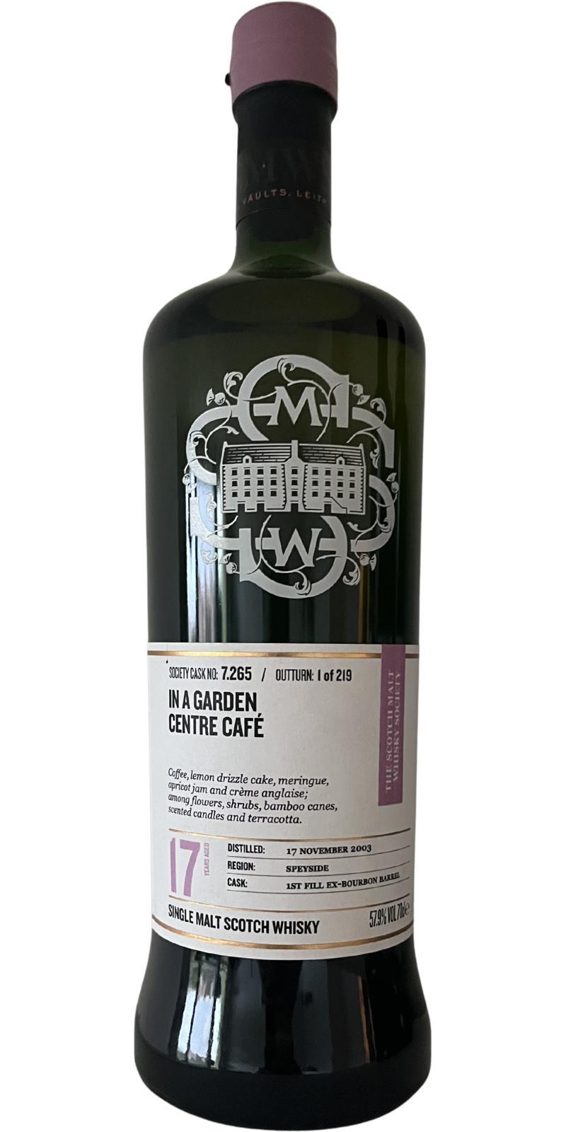 Longmorn 2003 SMWS 7.265 In a garden centre café