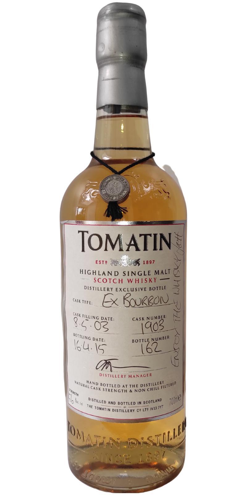 Tomatin 2003 Hand Bottled at the Distillery
