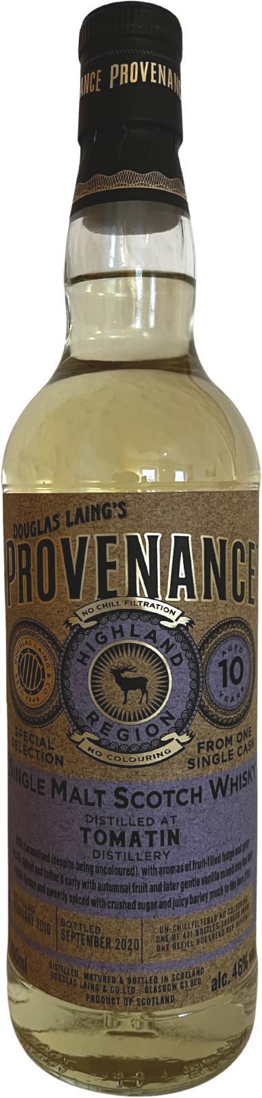 Tomatin 2010 DL Provenance