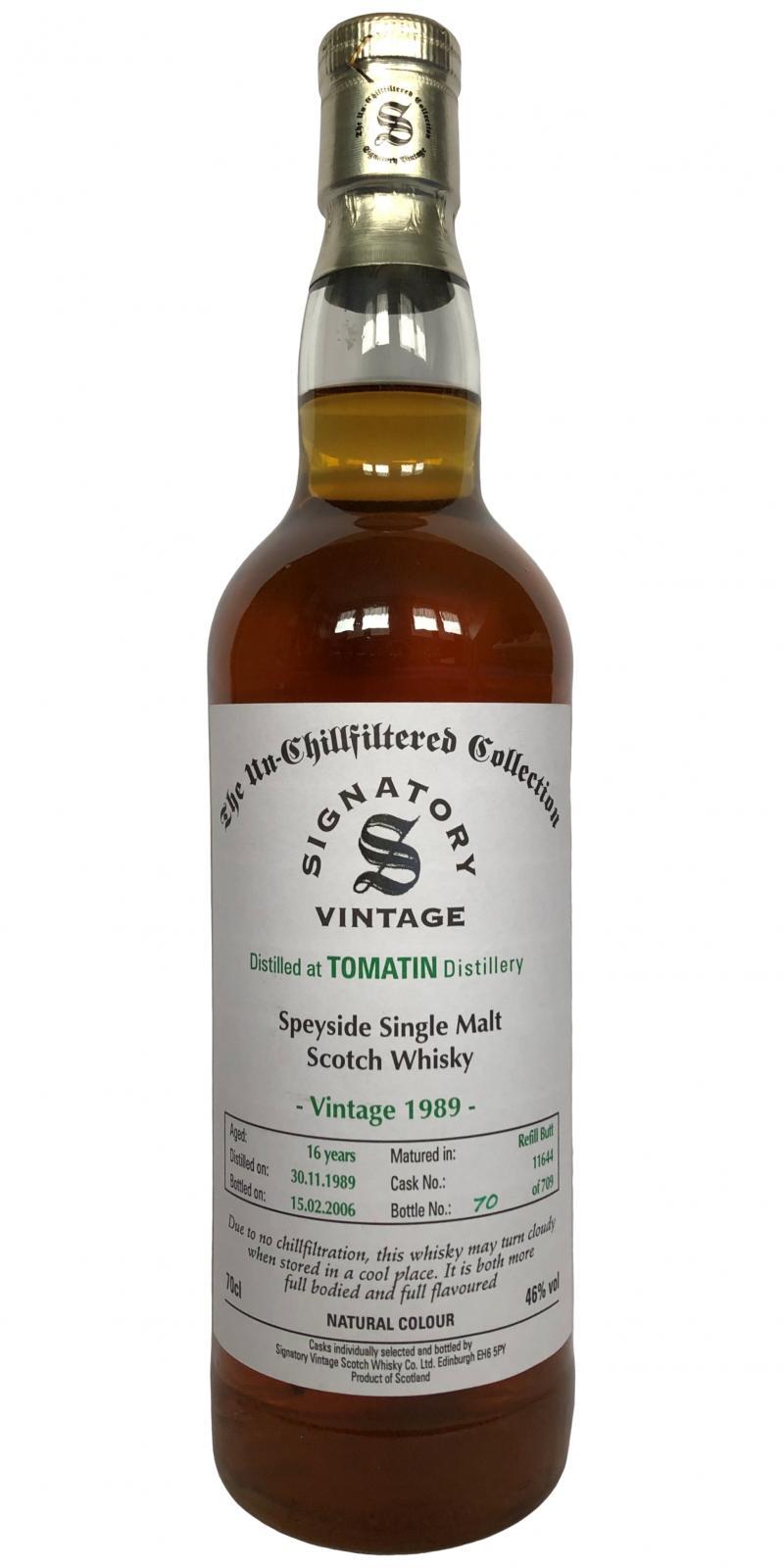 Tomatin 1989 SV The Un-Chillfiltered Collection