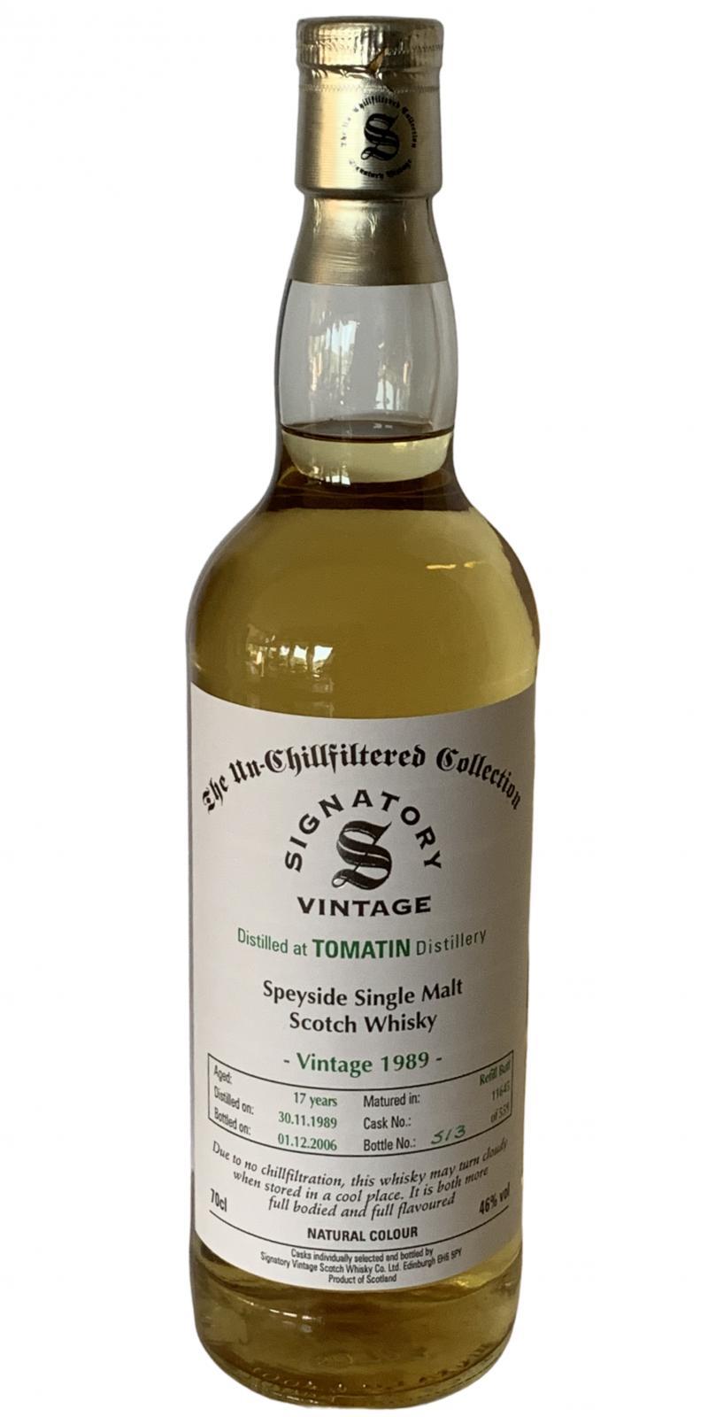 Tomatin 1989 SV The Un-Chillfiltered Collection